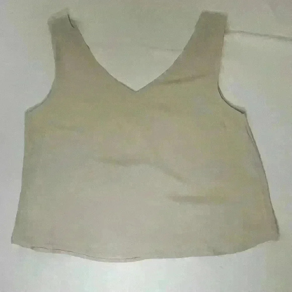 NWT Sugar Rain Deep V-Neck Front and  Back Tank Top in Cream size Large - Picture 3 of 8
